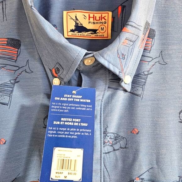❤️NWT❤️ Huk - Men's Blue Short Sleeve Shirt - Picture 4 of 7